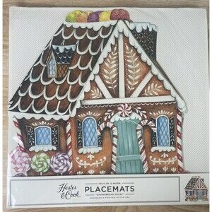 Hester & Cook 12 Paper Placemats Gingerbread House Candy Holiday Christmas NEW